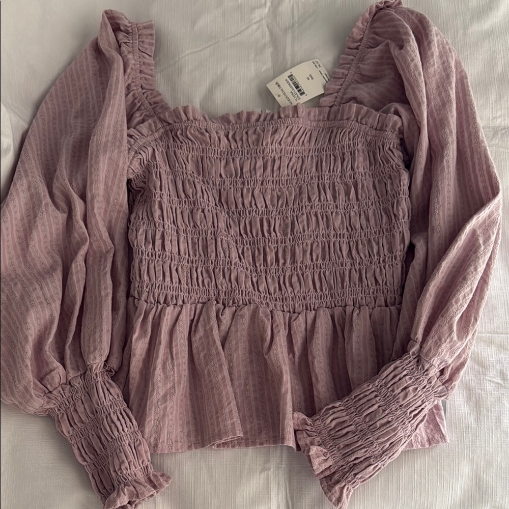 Nordstrom Purple Smocked Ruffled Blouse